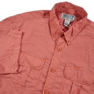 Duluth Trading Co Armachillo Shirt Mens Large Orange Button Up Nylon Style 13263